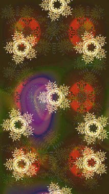 Yeni yıl kar tanesi. Kahverengi, yeşil ve gri renklerde şirin soyut kar taneleri raster tasarımı. Düz kar karalama ikonları, kar taneleri silueti Noel afişi için, kartlar.