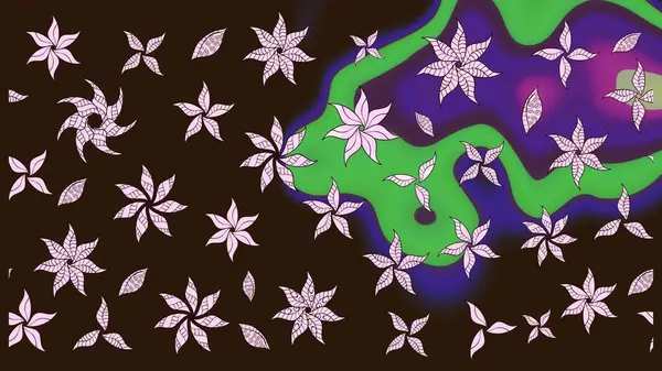 Düz Çiçek Elementleri Tasarımı. Renkli Bahar Teması eskiz kalıbı. Parlak arkaplan eskiz desenli çiçekli fantezi tasarımı.