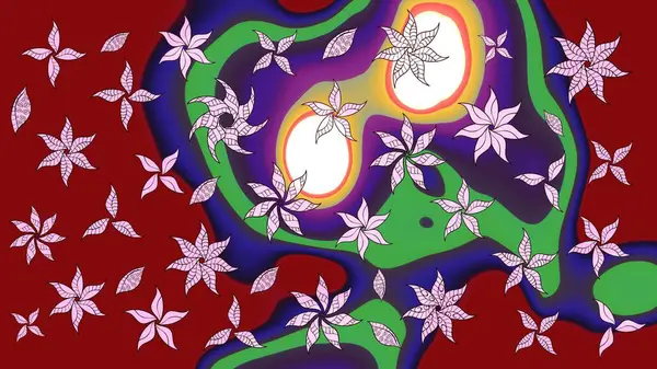 Raster çiçek izi. Çiçek kırmızısı eskiz deseni. Raster Yumuşak kumaş deseni. Klasik taslak çizimi.