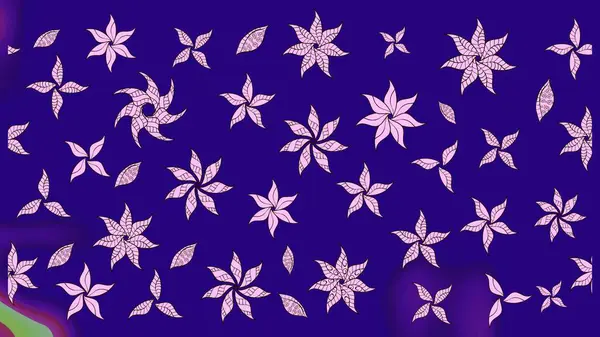 Mavi renkli bitkilerden oluşan parlak çiçekli çizim deseni.