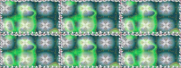 Şirin çiçekli kusursuz desen ve yeşil renkli yapraklar, suluboya çiçek deseni, duvar kağıdı, kart ya da kumaş için fayanslı. Raster illüstrasyonu.