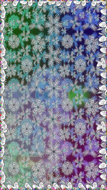 Gri renkli etnik çiçeklerle kusursuz bir desen. Asya Tekstil 'inde Raster Çiçek İllüstrasyonu.