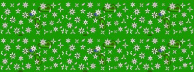 Yeşil renkli etnik çiçeklerle süslenmiş zarif bir eskiz şekli. Raster Çiçek İllüstrasyonu güzel tekstil..