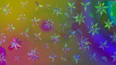 Renkli Yaz Temalı eskiz kalıbı. Düz Çiçek Elementleri Tasarımı. Modaya uygun kumaş deseni. Sevimli çiçek raster deseni.