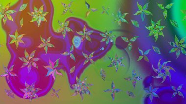 Sevimli çiçek raster deseni. Düz Çiçek Elementleri Tasarımı. Renkli Yaz Temalı eskiz kalıbı. Modaya uygun kumaş deseni.