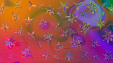 Gömlek, arka plan modelini çiz. Turuncu renkli çiçekler. Tropik çiçekler.