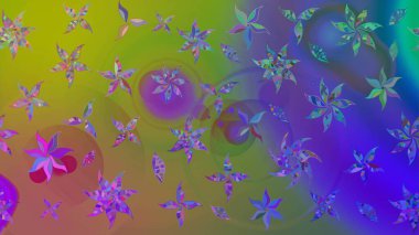 Çizim çiçek deseni duvar kâğıdı olarak kullanılabilir. Raster illüstrasyonu. Yeşil renkte çiçekler.