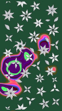 Sketch pattern Fashionable fabric pattern. Cute floral elements. Raster illustration. Colour Spring Theme sketch pattern Background. Flat Flower Elements Design.