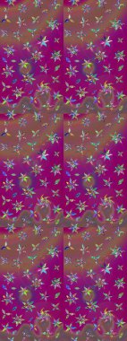 Parmak izi, kumaş, duvar kâğıdı, tekstil için raster dokusu. Renkli grunge soyut arkaplanı sütun çiçekleri ile zenginleştirir. Nakış desenli çiçek deseni..