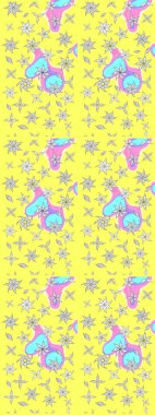 Çiçekli çiçek deseni, suluboya. Sarı renkli çiçekler. Renkli Bahar temalı eskiz kalıbı. Düz Çiçek Elementleri Tasarım Raster illüstrasyonu.