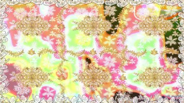 Tarafsız renklerde altın element. Barok tarzında altın çiçekli süs. Damask arkaplanı. Altın çiçekli, pürüzsüz desen.