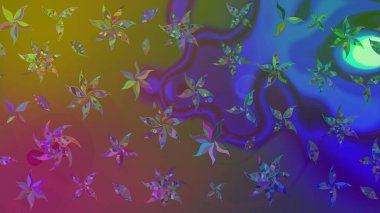 Kahverengi renkli çiçekler. Robot resim. Raster illüstrasyonu. Şirin çiçek elementleri..