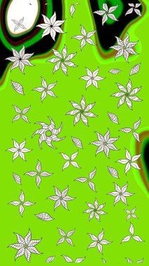 Nazikçe, güzel çiçek arkaplanı. Yeşil renkli çiçekler. Raster çiçek desenli ve çiçekli..