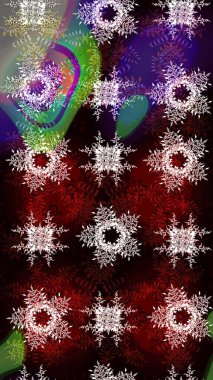 Kışın sembolü. İllüstrasyon kar tanesi. Güzel dekorasyon. Siyah, kahverengi ve kırmızı renklerde ayrık suluboya kar taneleri.