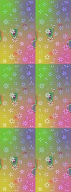 Düz Çiçek Elementleri Tasarımı. Renkli Bahar Teması eskiz kalıbı. Tarafsız renklerde çiçekler. Sevimli çiçek raster deseni.