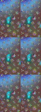 El çizimi. Çiçekli, yapraklı, çiçek desenli eskiz. Raster illüstrasyonu.