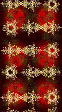 Renkli arka planda izole tatlı kar taneleri. Güzel kar tanesi. Soyut kış kahverengi, kırmızı ve siyah süs. Yuvarlak raster kar tanesi. Raster illüstrasyonu.