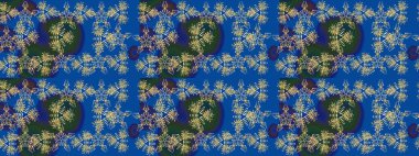 Çiçeksel çizim kalıbının yansıması. Vadinin mavi renkli çiçekleri.