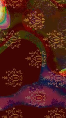 Düz Çiçek Elementleri Tasarımı. Raster illüstrasyonundaki çiçek desenli çizim. Renkli Yaz Temalı eskiz kalıbı. Kahverengi renkte çiçekler.