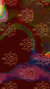 Düz Çiçek Elementleri Tasarımı. Raster illüstrasyonundaki çiçek desenli çizim. Renkli Yaz Temalı eskiz kalıbı. Kahverengi renkte çiçekler.