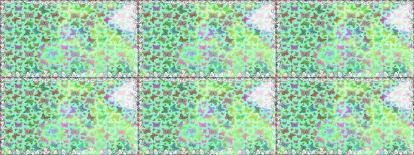 Raster. Kıyafetler, erkekler, kızlar ve duvar kağıtları için soyut, pürüzsüz desen. Elle çizilmiş illüstrasyon. Renkli kelebeklerin güzel arka planı.