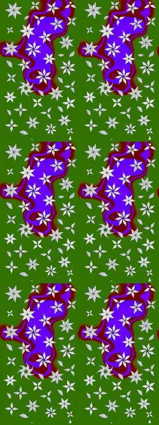 Çiçeksel çizim kalıbının yansıması. Vadinin yeşil renkli çiçekleri.