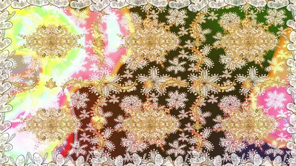 Damask pürüzsüz yineleme kalıbı. Tarafsız renklerde altın element. Barok tarzında altın çiçekli süs. Antika altın tekrarlanabilir duvar kağıdı.