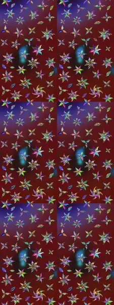 Çiçekler. Vadinin çiçekleri kırmızı renklerde. Soyut etnik raster çizim kalıbı.