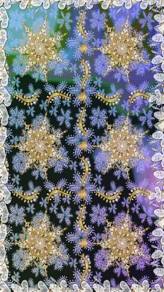 Geleneksel klasik altın desen. Gri renkli ve altın elementli altın desenli. Raster oryantal süs. Barok tarzında kusursuz bir doğulu süsü..