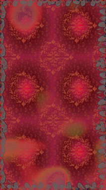 Kusursuz desenli, parlak çiçekli halı kırmızı renklerde..