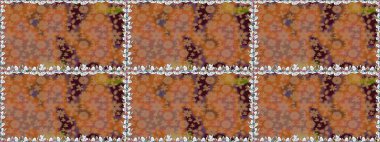 Kahverengi renkli çiçekler. Raster illüstrasyonu. Küçük çiçekte sevimli çiçek deseni var..