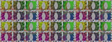 Çiçekli karalama şeklinde Raster çiçek deseni. Nazik, sevimli çiçek arkaplanı. Yeşil renkte çiçekler.