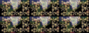 Sevimli çiçek raster deseni. Renkli Bahar Teması eskiz kalıbı. Siyah renkli çiçekler. Düz Çiçek Elementleri Tasarımı.