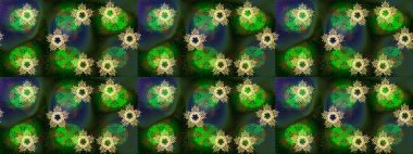 Yeni yıl kar tanesi. Düz kar karalama ikonları, yılbaşı afişi için kar taneleri silueti, kartlar. Yeşil, gri ve mavi renkler üzerine şirin soyut kar taneleri raster tasarımı.