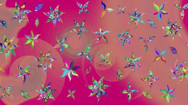 Pembe renkli çiçekler. Tropik çiçek desenleri. Raster illüstrasyonu.