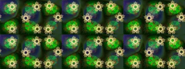 Yeni yıl kar tanesi. Düz kar karalama ikonları, yılbaşı afişi için kar taneleri silueti, kartlar. Yeşil, gri ve mavi renkler üzerine şirin soyut kar taneleri raster tasarımı.