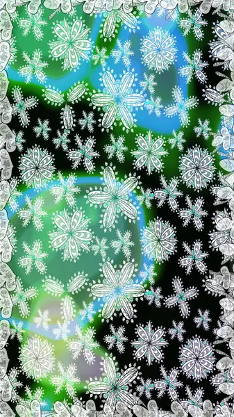 Raster illüstrasyonu. Kusursuz çiçek deseni duvar kâğıdı olarak kullanılabilir. Tarafsız ve yeşil renkte çiçekler.