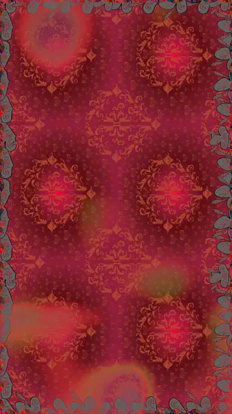 Kusursuz desenli, parlak çiçekli halı kırmızı renklerde..