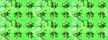 El çizimi, dövme stili karalama, kumaş tasarımı ve Raster illüstrasyonunda kartlar. Çevre yeşili, sarı ve nötr mandala şekilli kar taneleri sanat terapisi tarzı zen çizimi için..