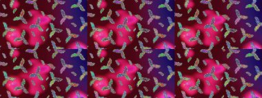 Raster Noel soyut renkli arka plan ve düşen kar tanesi. Noel süslemeleri ve Noel süslemeleri.