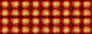 Kar taneleri radyal kırmızı, turuncu ve kahverengi renkler. Renkli arka planda güzel kar taneleri. Raster illüstrasyonu..