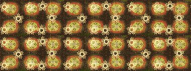 Kar tanelerinin soyut arkaplanı olan şirin bir Noel arkaplanı. Noel ve yeni yıl moda baskıları için tatil tasarımı. Renkler. Kahverengi, gri ve yeşil kar taneleri. Raster illüstrasyonu.