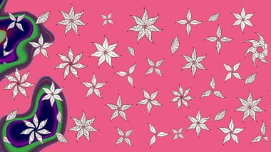 Raster illüstrasyonu. Yaprak ve çiçeklerin suluboya resimleri, pembe renklerde çizimler. Nazikçe, bahar çiçekleri pembe renklerde.