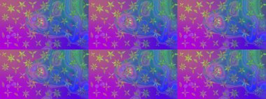 Yumuşak, mor renkte bahar çiçekleri. Patlayan çiçekler soyut olarak yerleştirilmiş. Raster deseni. Raster illüstrasyonu.