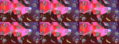 Kış kar taneleri, raster arka plan. Yüzey için tekrarlanan doku, ambalaj kağıdı, pembe, kahverengi ve kırmızı renkte kar tanesi.