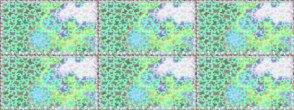 Kelebekli Raster çiçeksiz desen. Mavi renkli illüstrasyon. Kağıt, kumaş ve ambalaj için uygun.