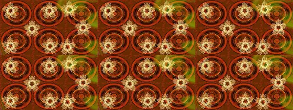 Kahverengi, turuncu ve sarı renklerdeki kar tanelerinden oluşan kış deseni. Kış konsepti Raster illüstrasyonu. Düz yatıyordu.