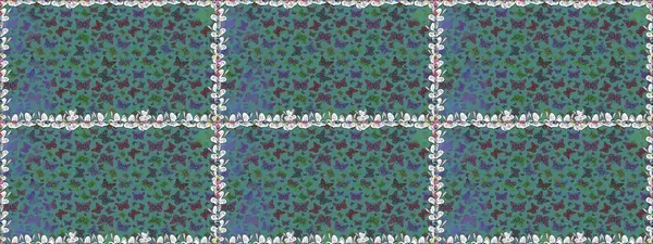 Raster Illustration. Kağıt için sevimli arka plan, kumaş tasarımı, sarmalayıcılar ve duvar kağıdı. El çizilmiş kelebekler ile moda raster yaz deseni. Dikişsiz desen.