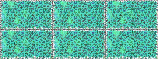 Parmak izi dokuları için sevimli kelebek deseni. Giysi tasarımı için dekor arka planı. Raster illüstrasyonu. Mavi kelebek deseni.