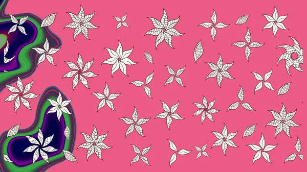 Raster illüstrasyonu. Yaprak ve çiçeklerin suluboya resimleri, pembe renklerde çizimler. Nazikçe, bahar çiçekleri pembe renklerde.